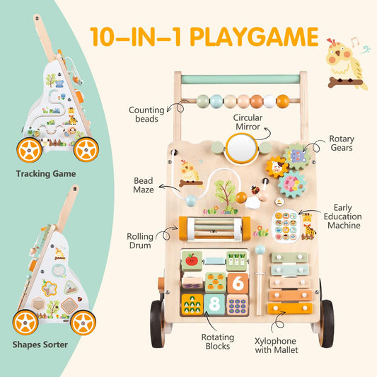 Weilim push walker with activity center engaging toddlers in cognitive play