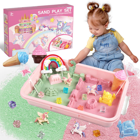 Weilim Unicorn sensory bin storage box keeps messy play contained and easy to store.