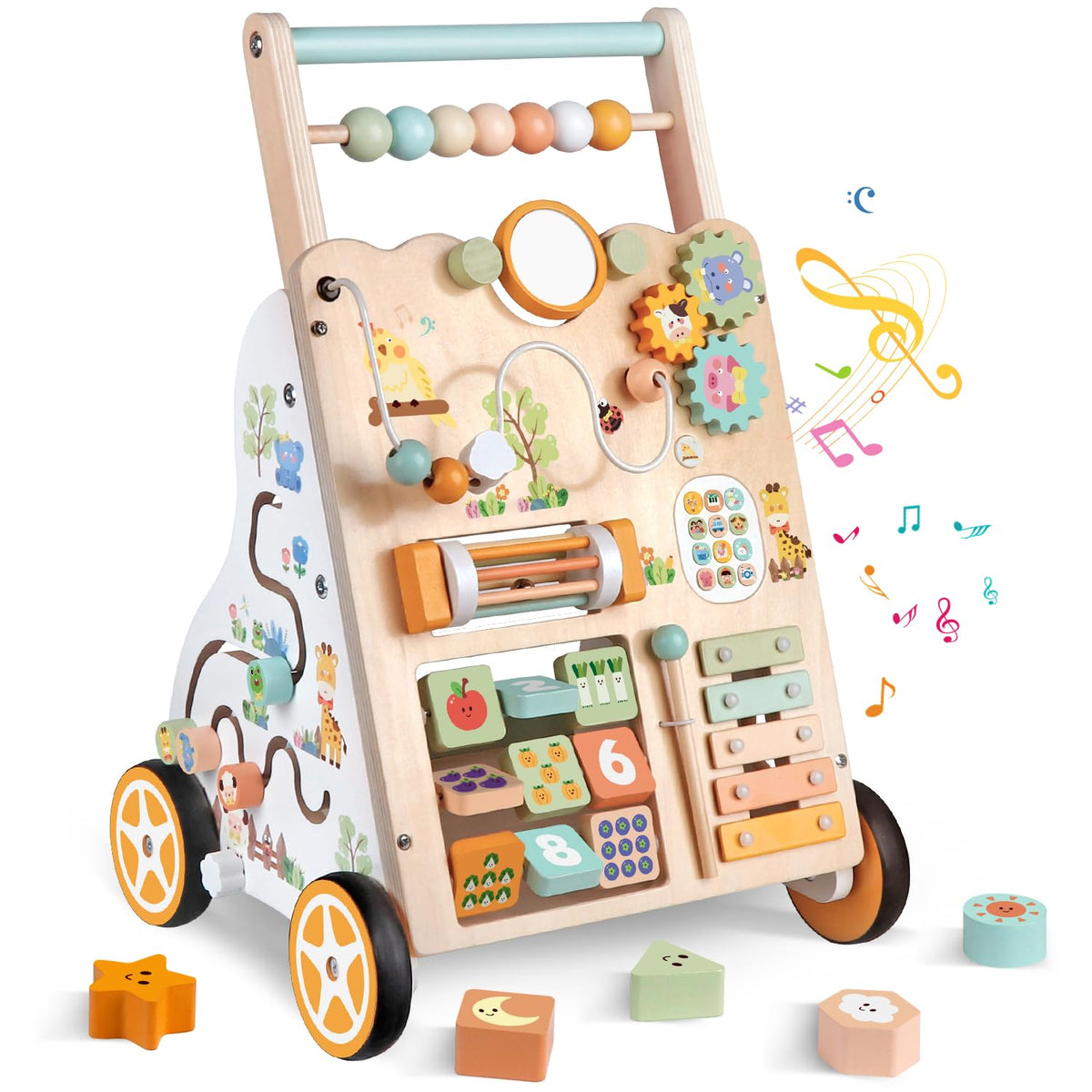 Weilim wooden baby walker with wheels for safe mobility and exploration