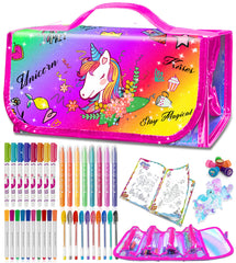 weirtoya 56pcs washable scented markers with glitter pencil case for portable art on the go