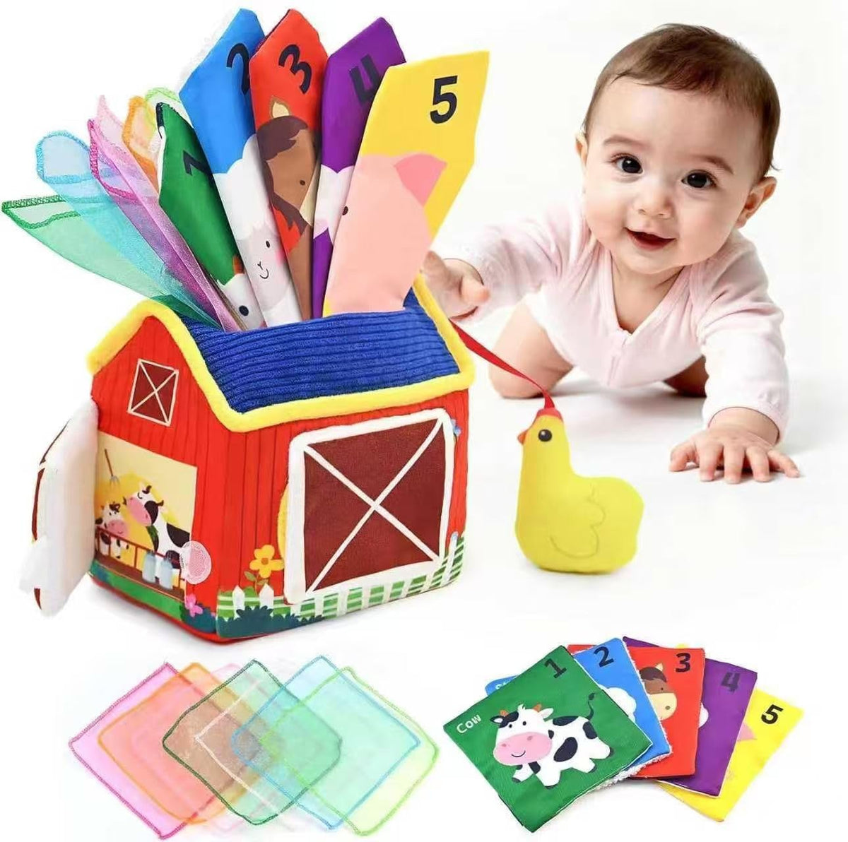 weirtoya baby tissue box toy shows colorful crinkle papers to boost sensory exploration