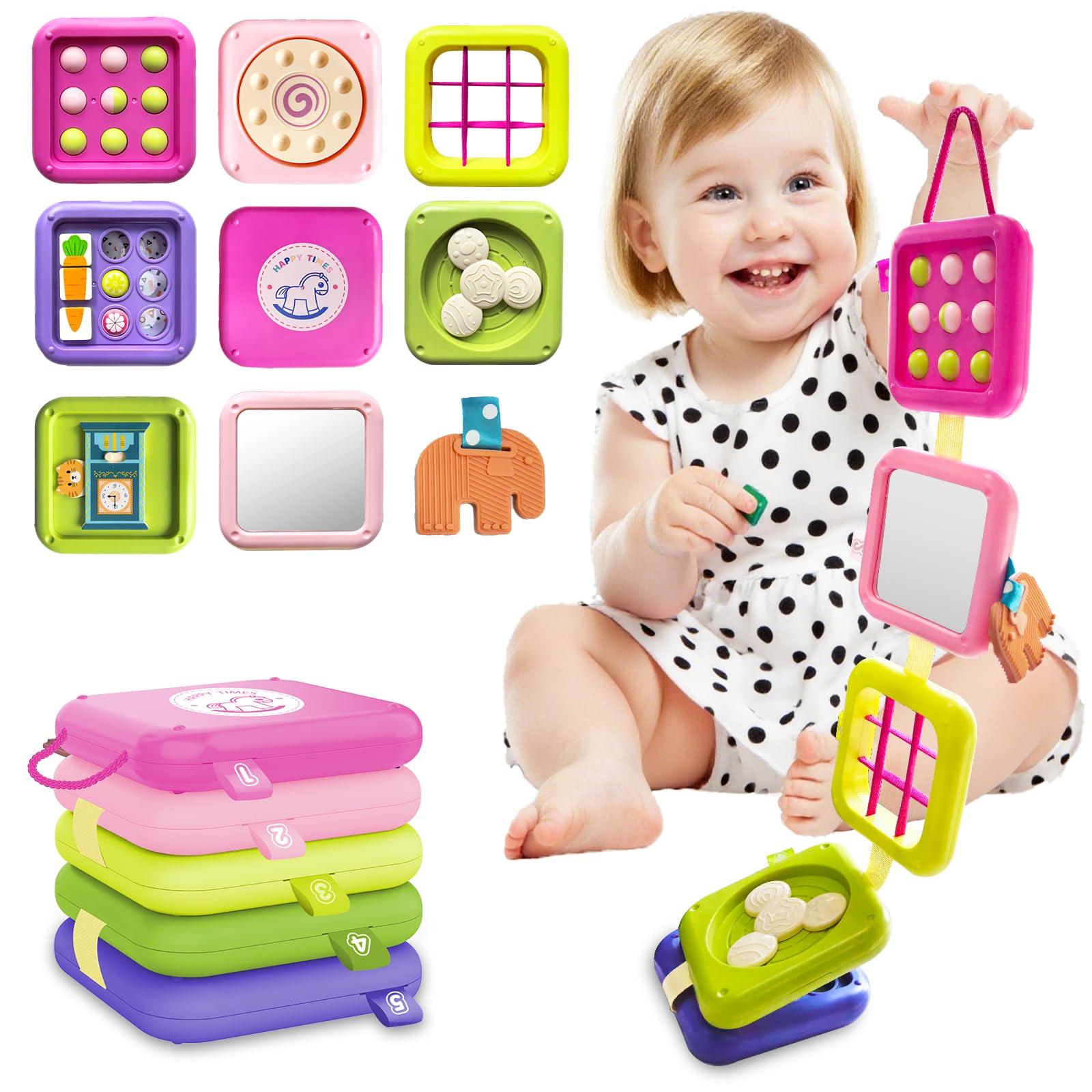 weirtoya Busy Board front view promotes portable, screen-free play for curious toddlers