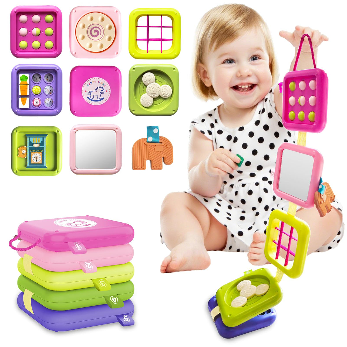 weirtoya Busy Board front view promotes portable, screen-free play for curious toddlers