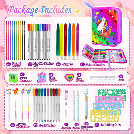 Weirtoya mermaid unicorn tote bag portable case keeps markers organized on the go.