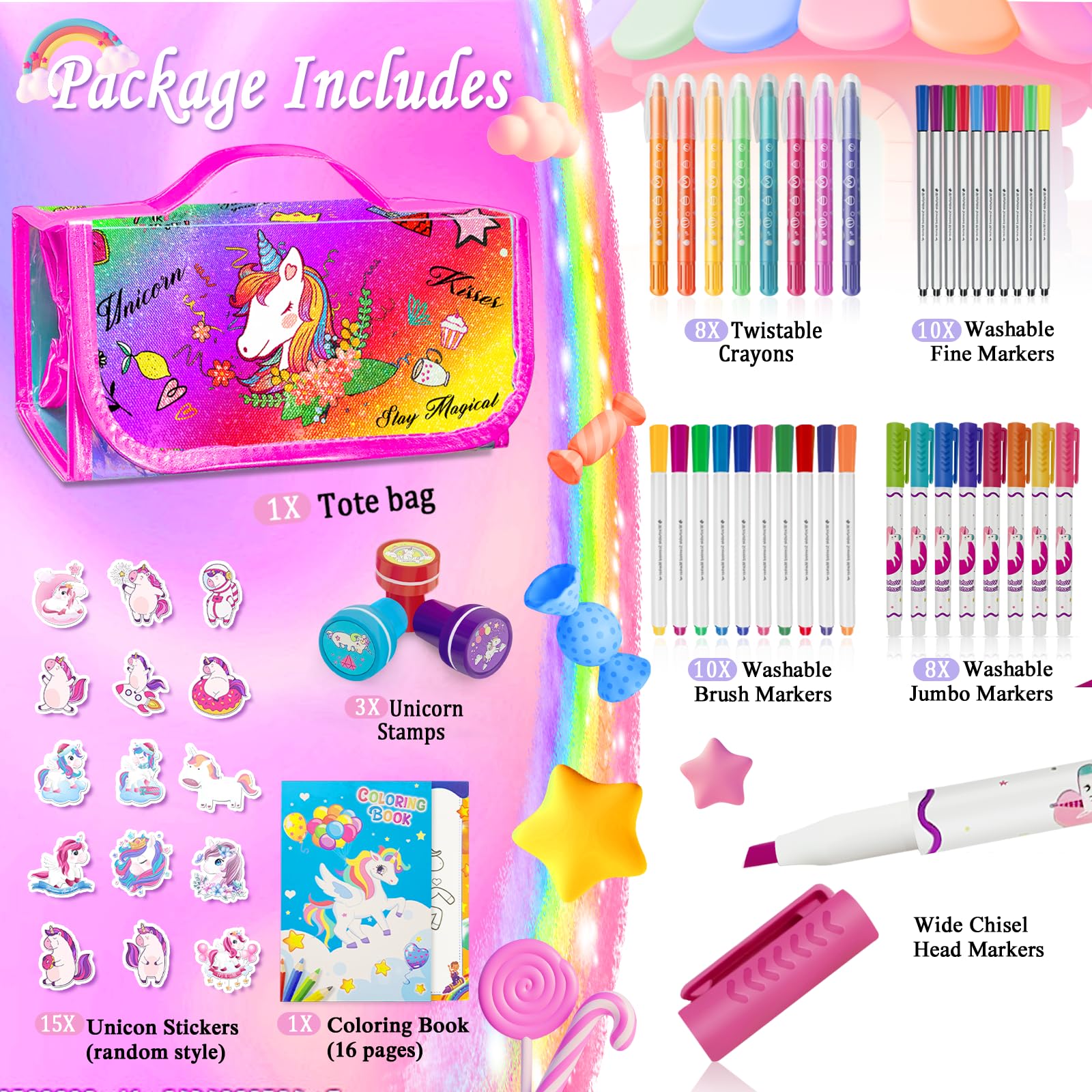 weirtoya rainbow unicorn stickers add sparkle to kids crafts