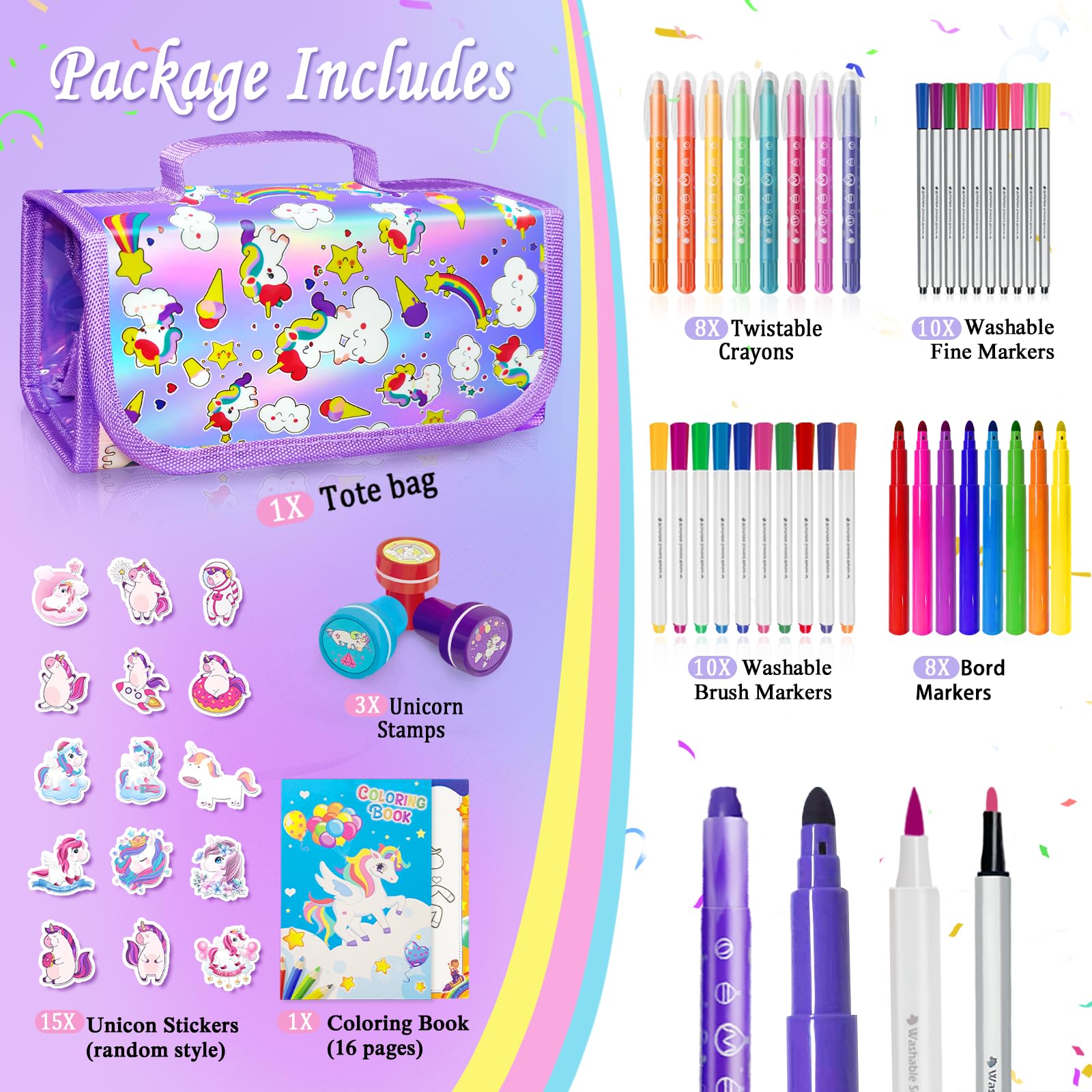 Weirtoya washable fine markers for mess-free coloring at home or school