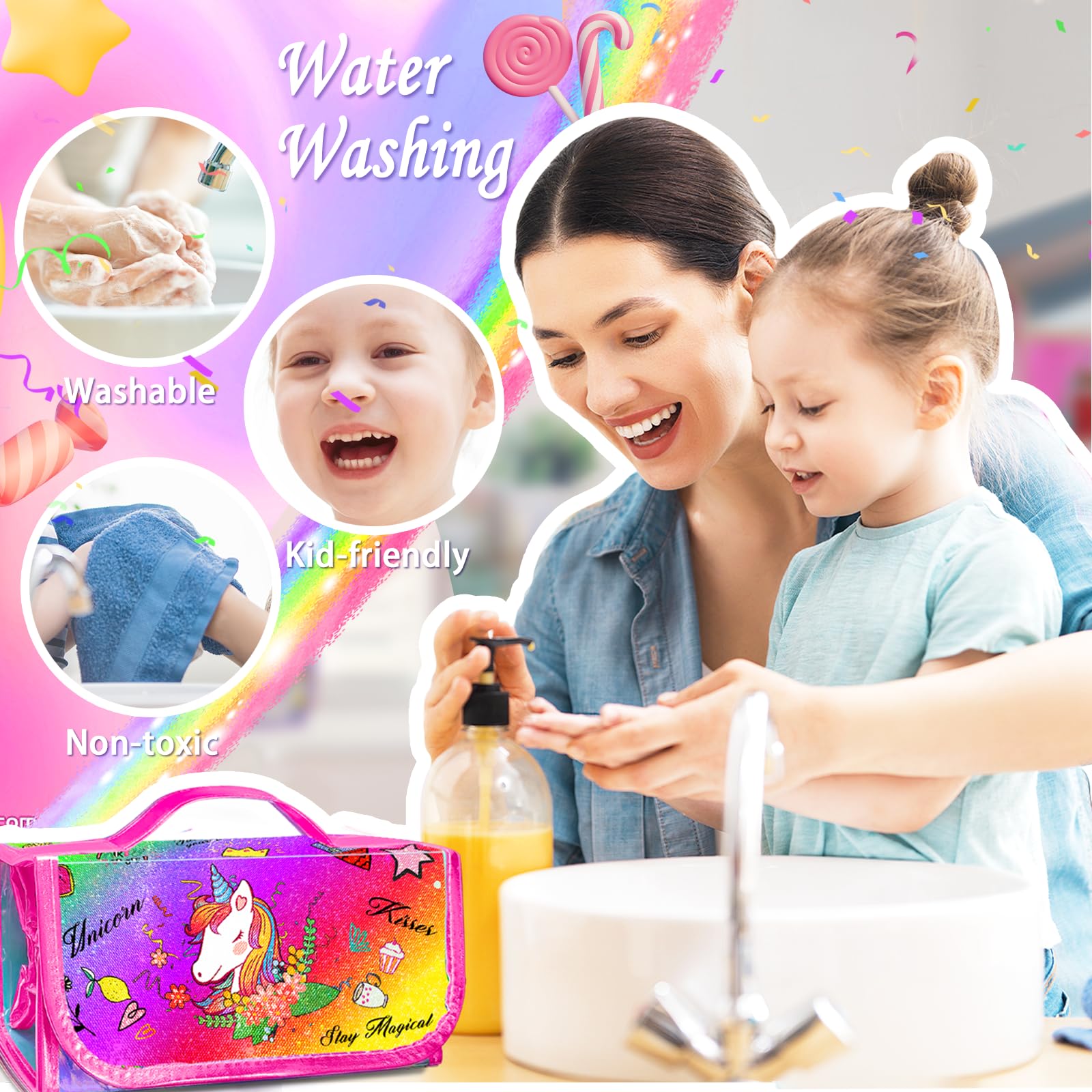 weirtoya washable markers set for kids to color, doodle, and clean easily