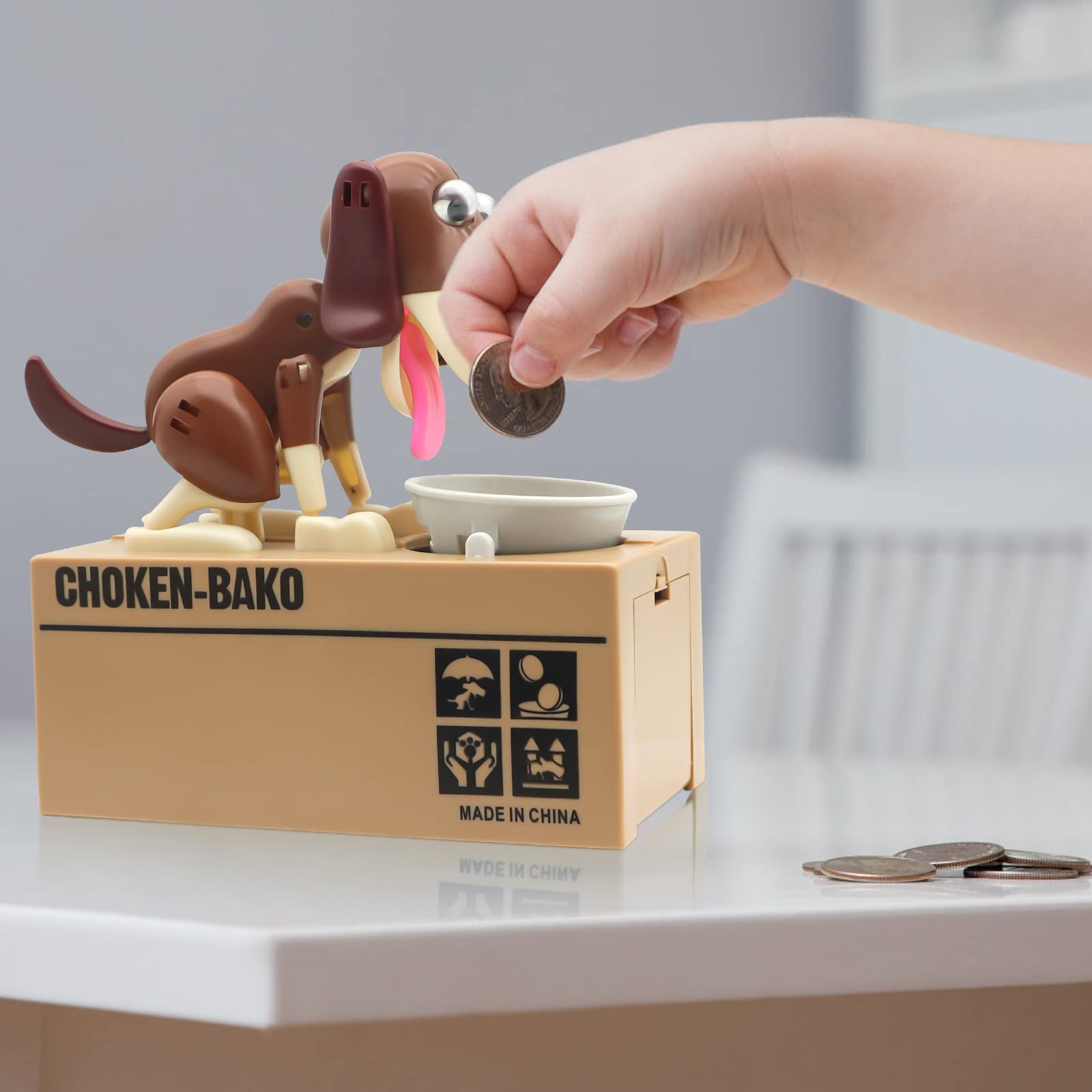 Wekity Hungry Dog Piggy Bank bottom latch for easy retrieval