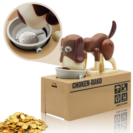 Wekity Hungry Dog Piggy Bank close-up coin stealing action