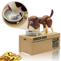 Wekity Hungry Dog Piggy Bank close-up coin stealing action