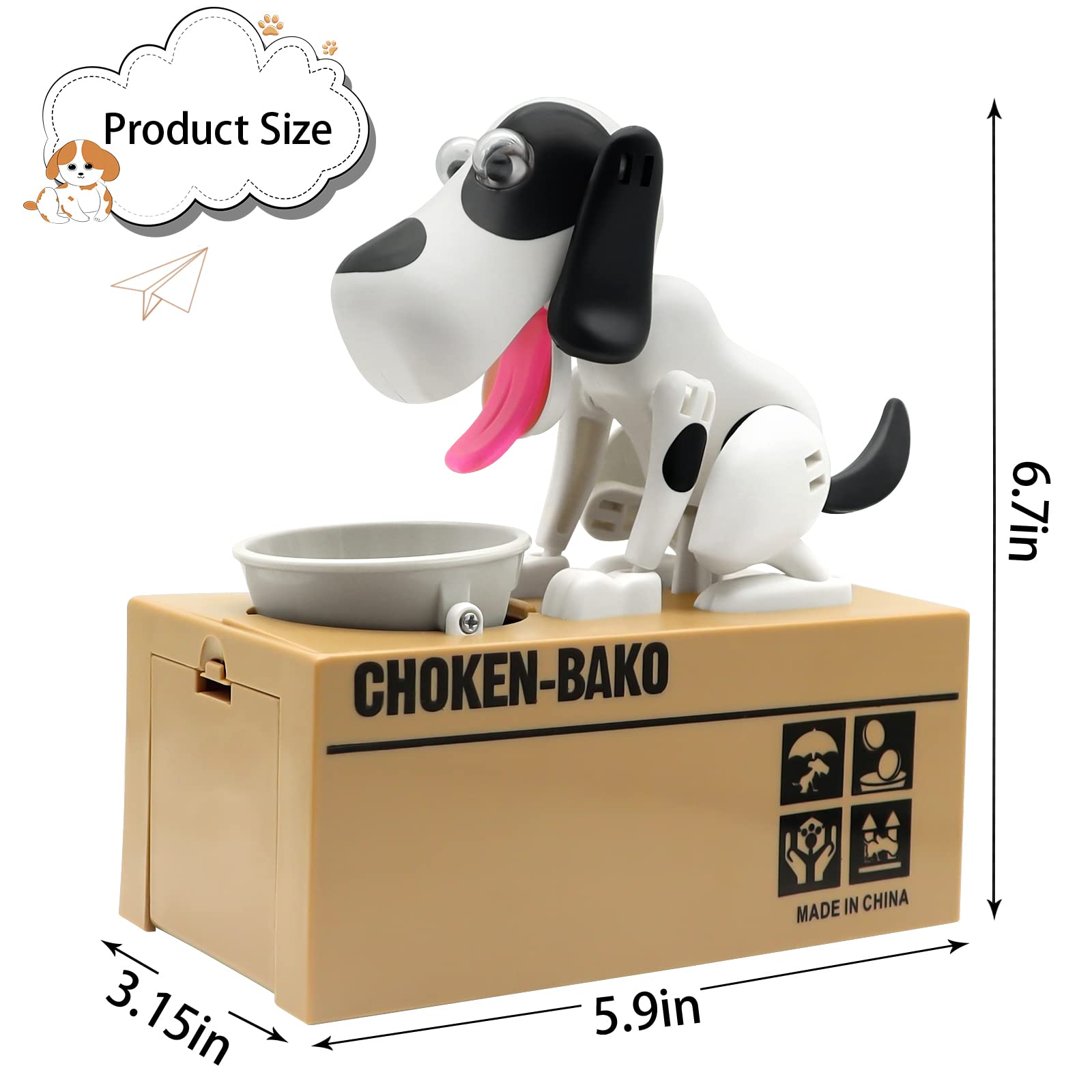 Wekity Hungry Dog Piggy Bank decorative design for desks or kids rooms.