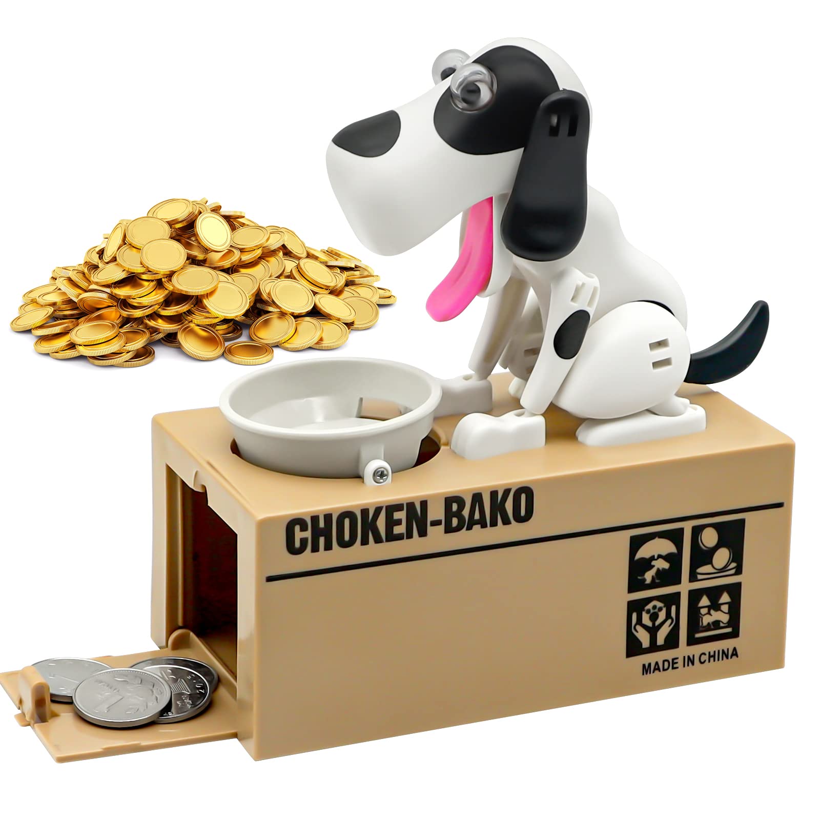 Wekity Hungry Dog Piggy Bank front view encouraging kids to save with a playful design.