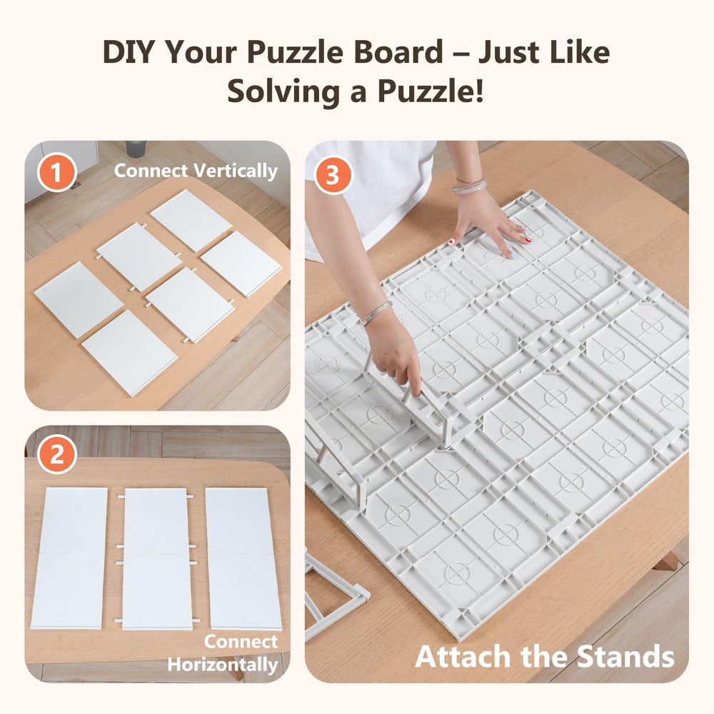 WELGEE lightweight ABS puzzle board highlights portability and storage ease.