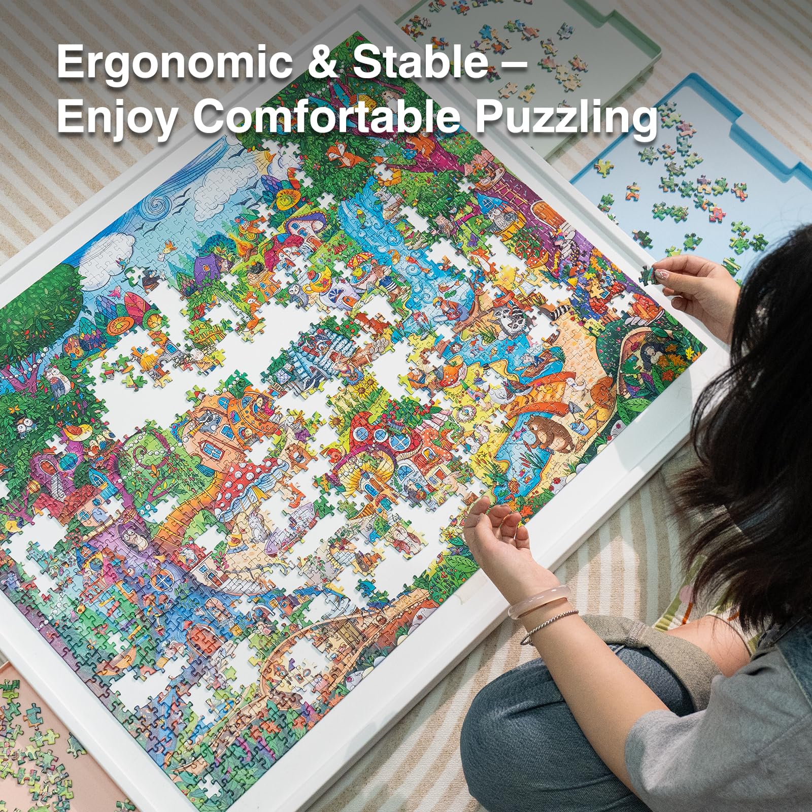 WELGEE ergonomic sloped edge boosts comfort during puzzling