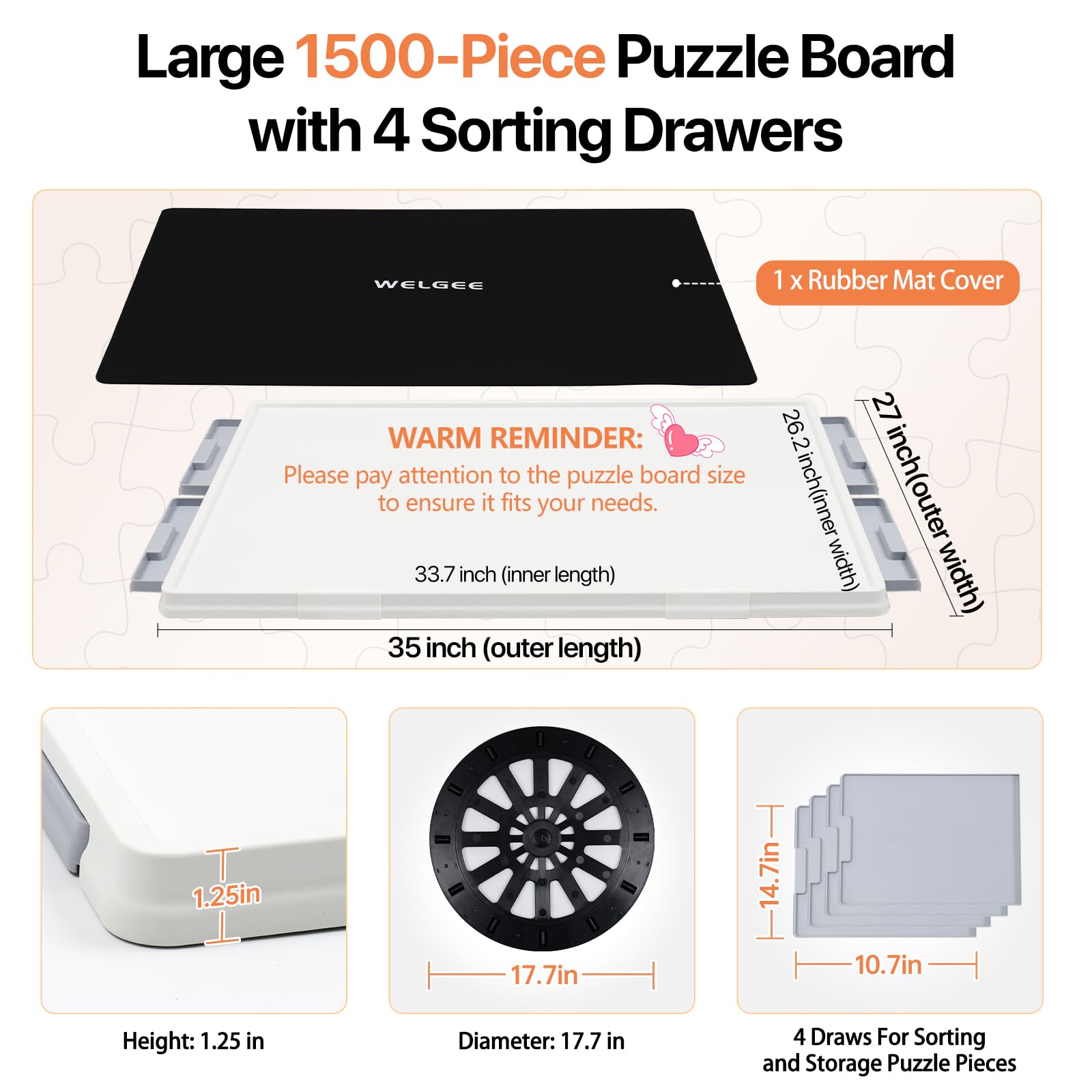 WELGEE puzzle board rotation base enables easy access from all sides