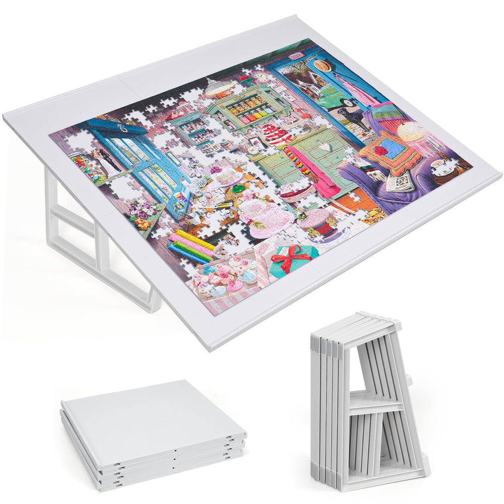WELGEE tilting puzzle board with stand for comfortable long sessions.
