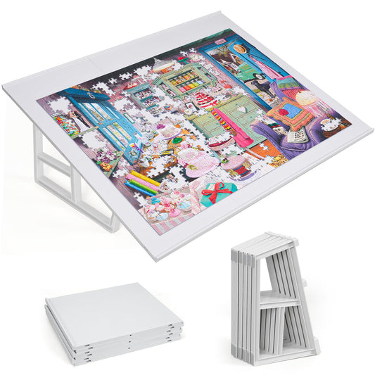 WELGEE tilting puzzle board with stand for comfortable long sessions.