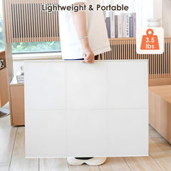 WELGEE white smooth surface resists dust and spills for tidy puzzling.