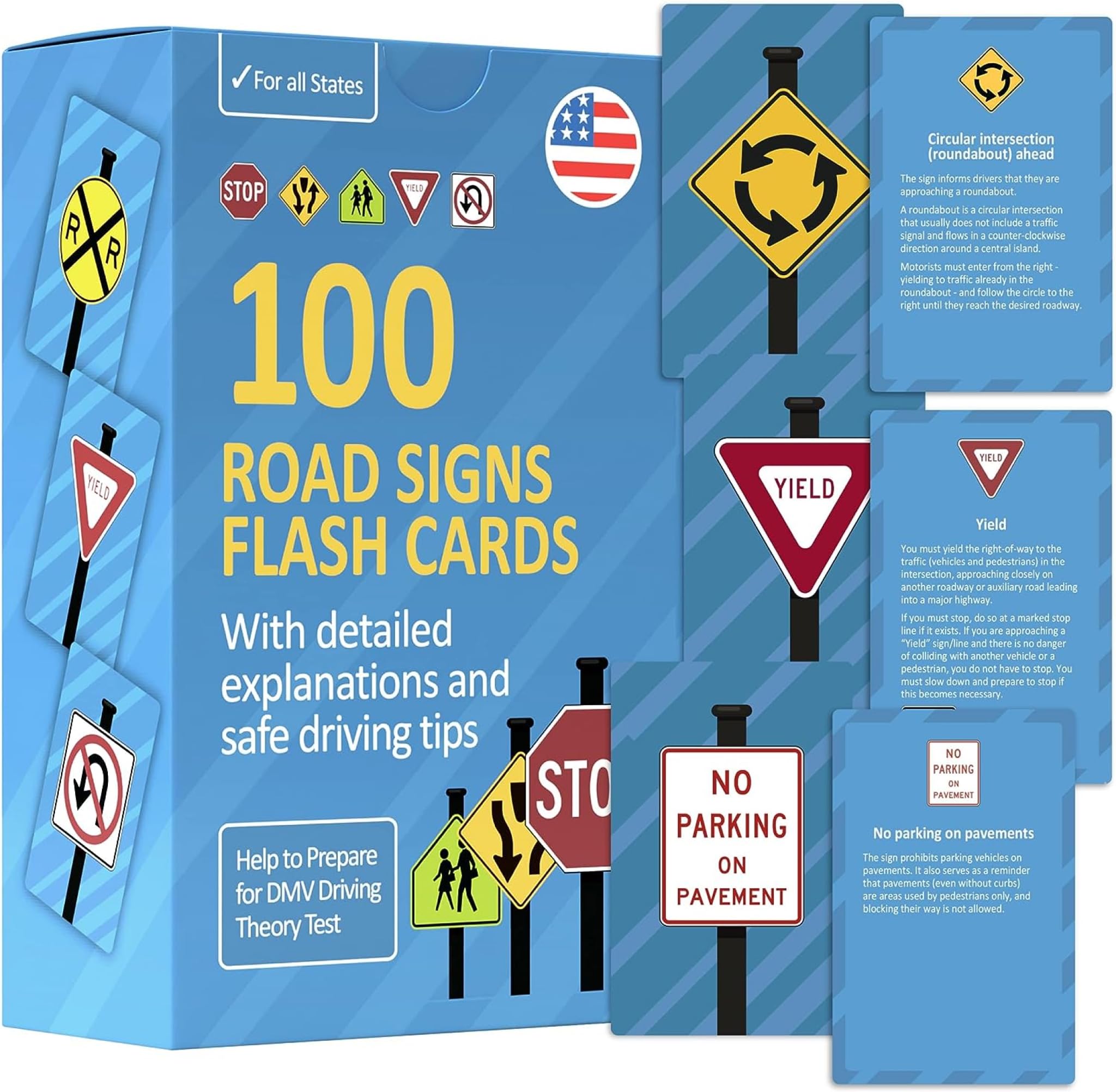Well Balanced road signs flash cards for DMV prep and recall.