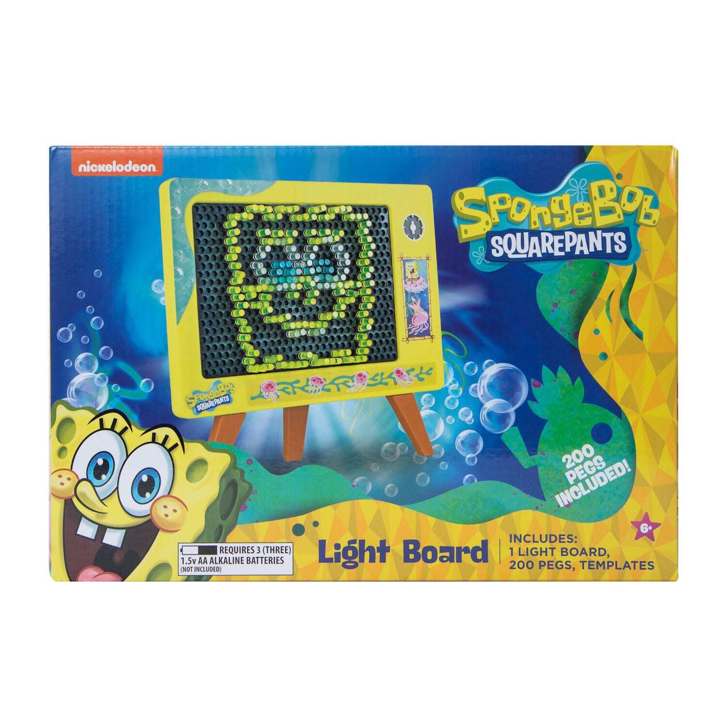 Well Played Spongebob light board with tiles encourages constructive building.
