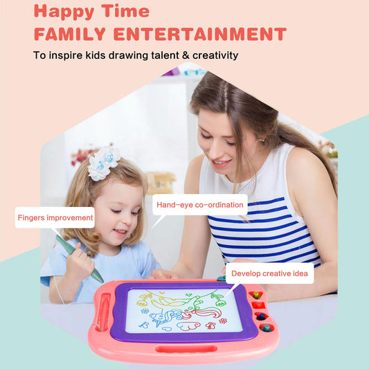 Wellchild Magnetic Drawing Board color zones highlight four playful sections for doodling