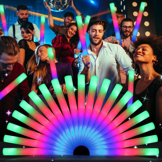 wellent 64-pack foam glow sticks pack shot for vibrant glow parties and celebrations
