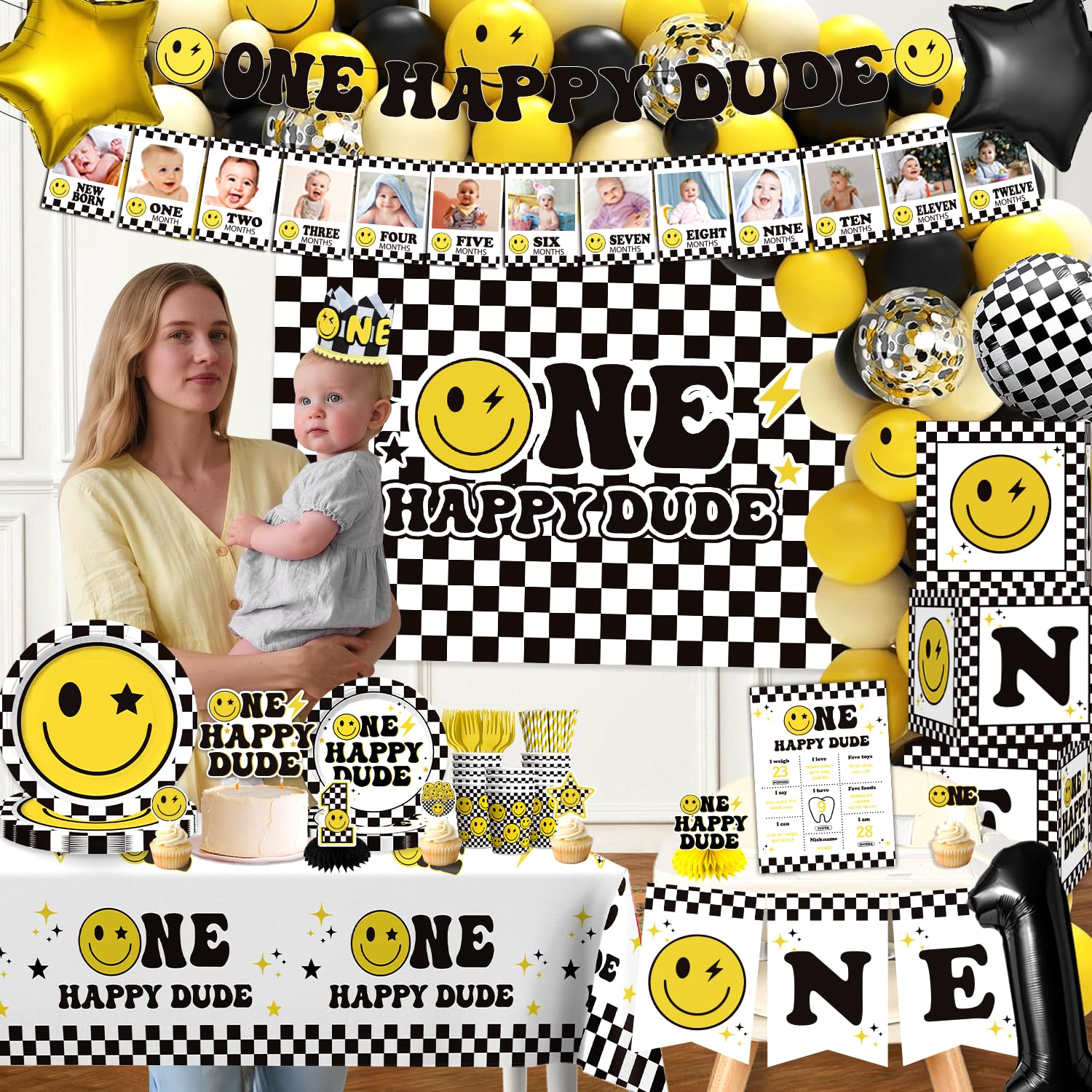 Wellspar One Happy Dude backdrop for a joyful party backdrop
