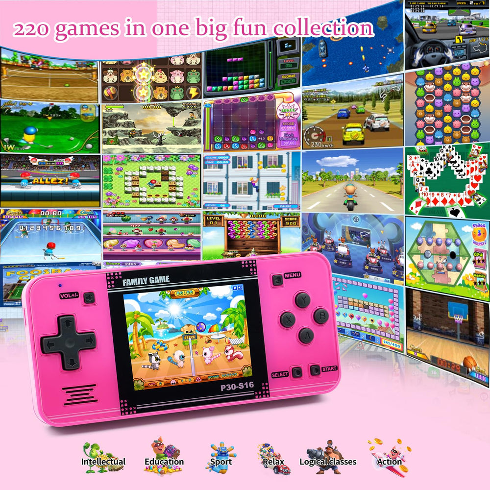 Wellstg handheld game screen display highlights clear 3.0-inch LCD for vivid play