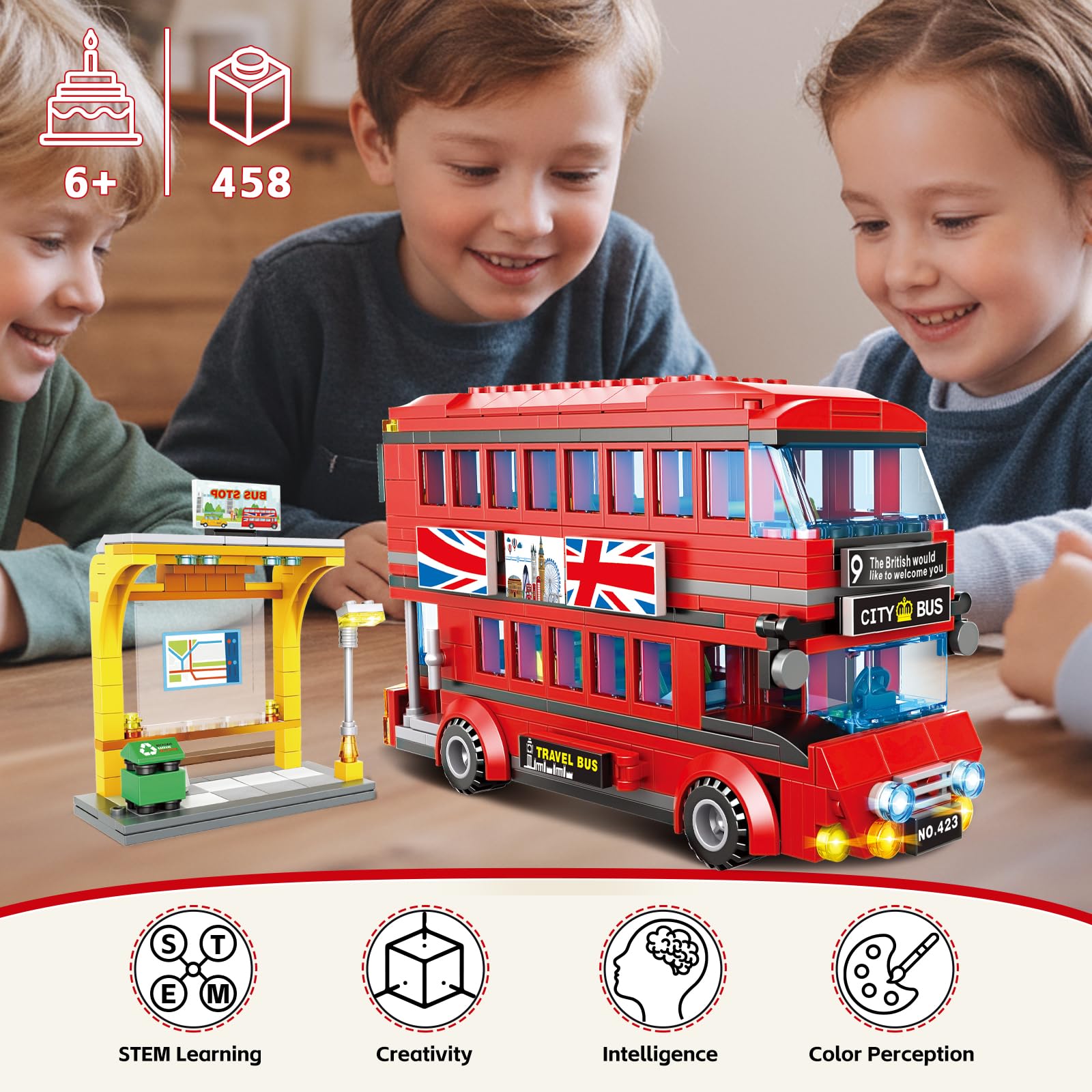 WEMEWEME London City Bus rear view, compact design for shelf display.