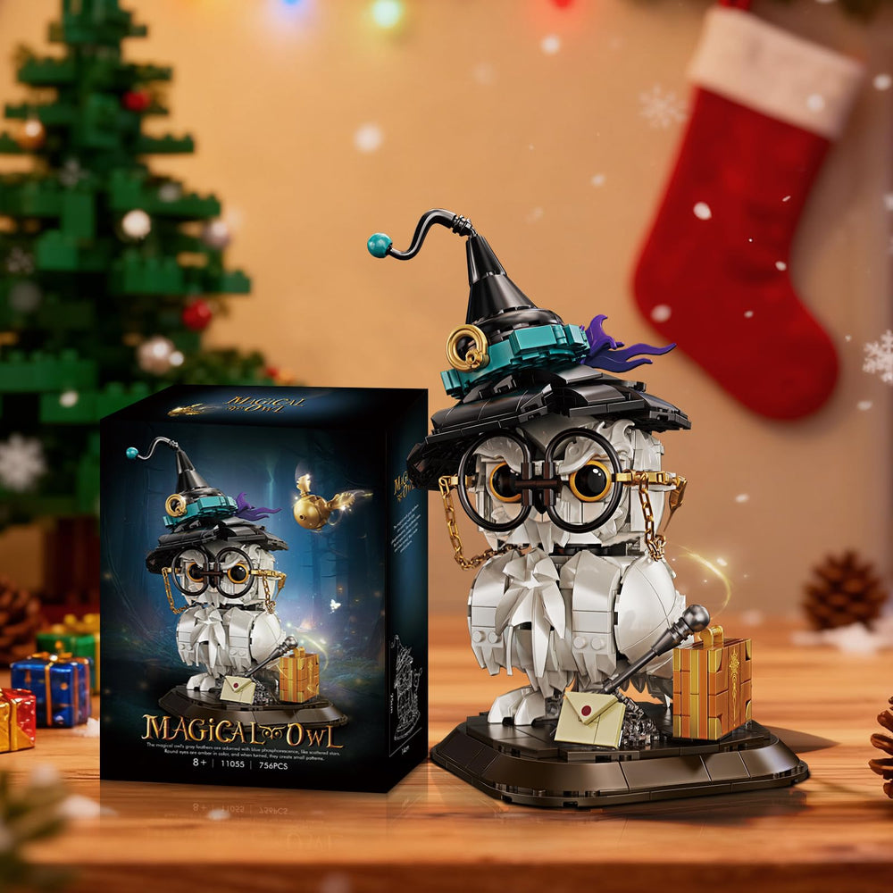 WEMEWEME Owl Building Set display centerpiece for desks or shelves.