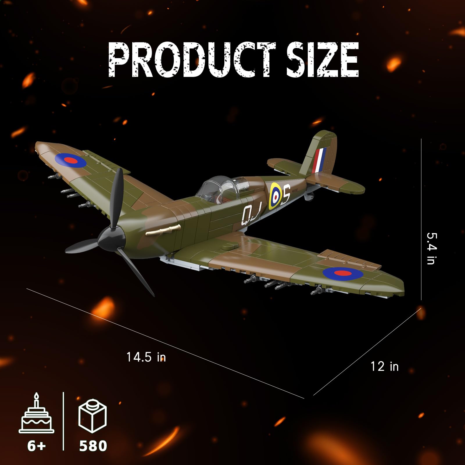 WEMEWEME Spitfire display piece ideal for shelves, desks, and educational collections.