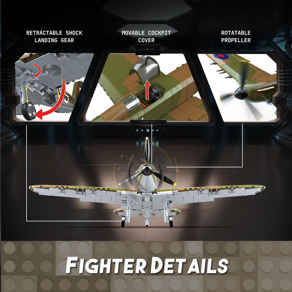 WEMEWEME Spitfire landing gear removable provides interactive poseability for dynamic displays.
