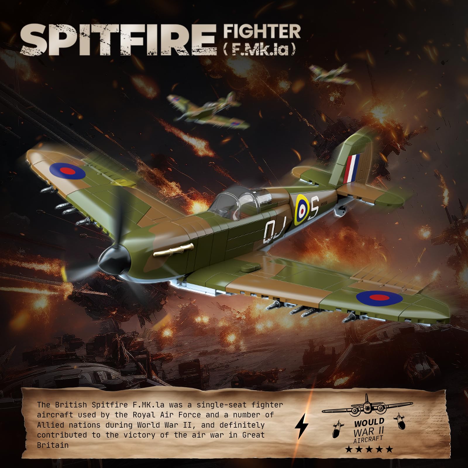 WEMEWEME Spitfire propeller detail enhances realism during hands-on build and display.
