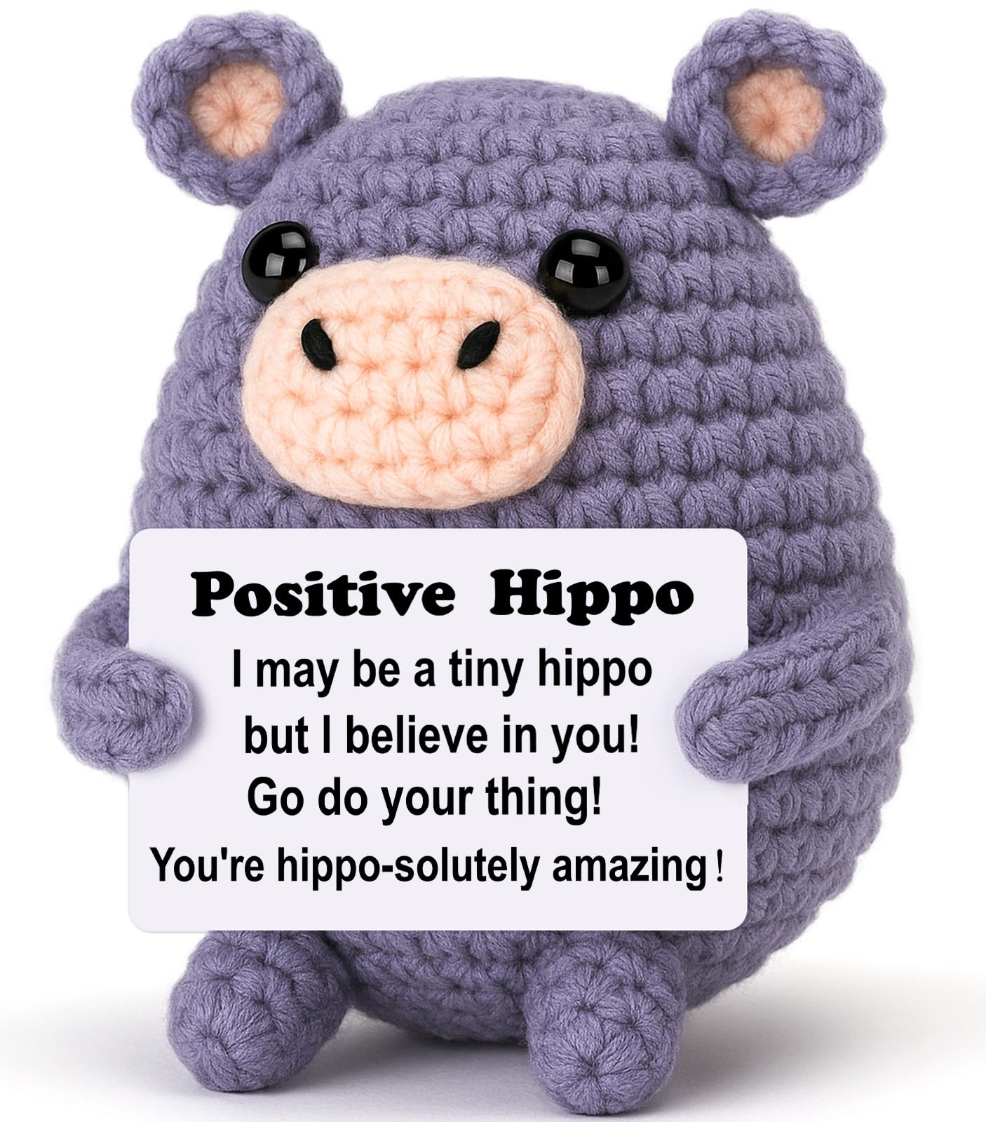Weming gray crochet hippo amigurumi 4-inch on desk adds charm and focus