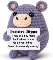 Weming gray crochet hippo amigurumi 4-inch on desk adds charm and focus