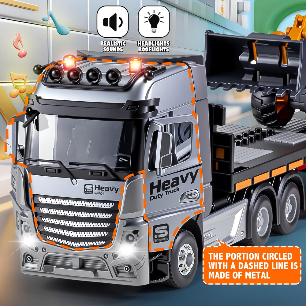 WEMOKA RC semi-truck with LED lights and sounds in action