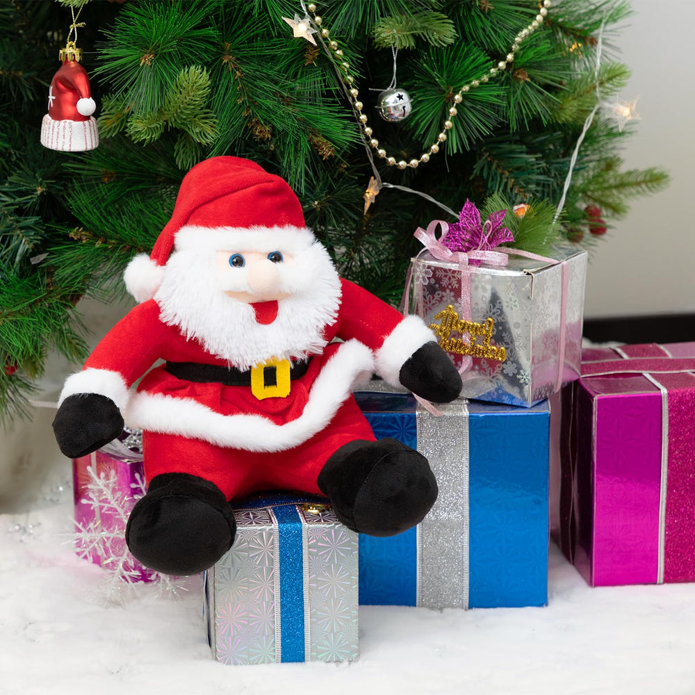 WENMOTDY Santa plush face detail with friendly expression for hugs.