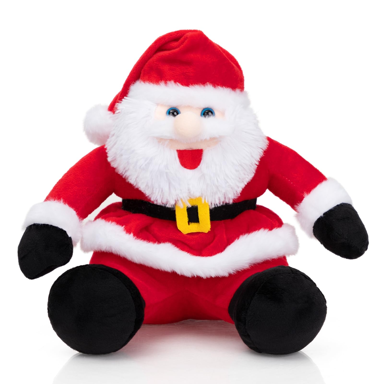 WENMOTDY Santa plush front view for festive shelf display and family photos.
