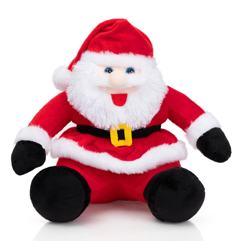 WENMOTDY Santa plush front view for festive shelf display and family photos.