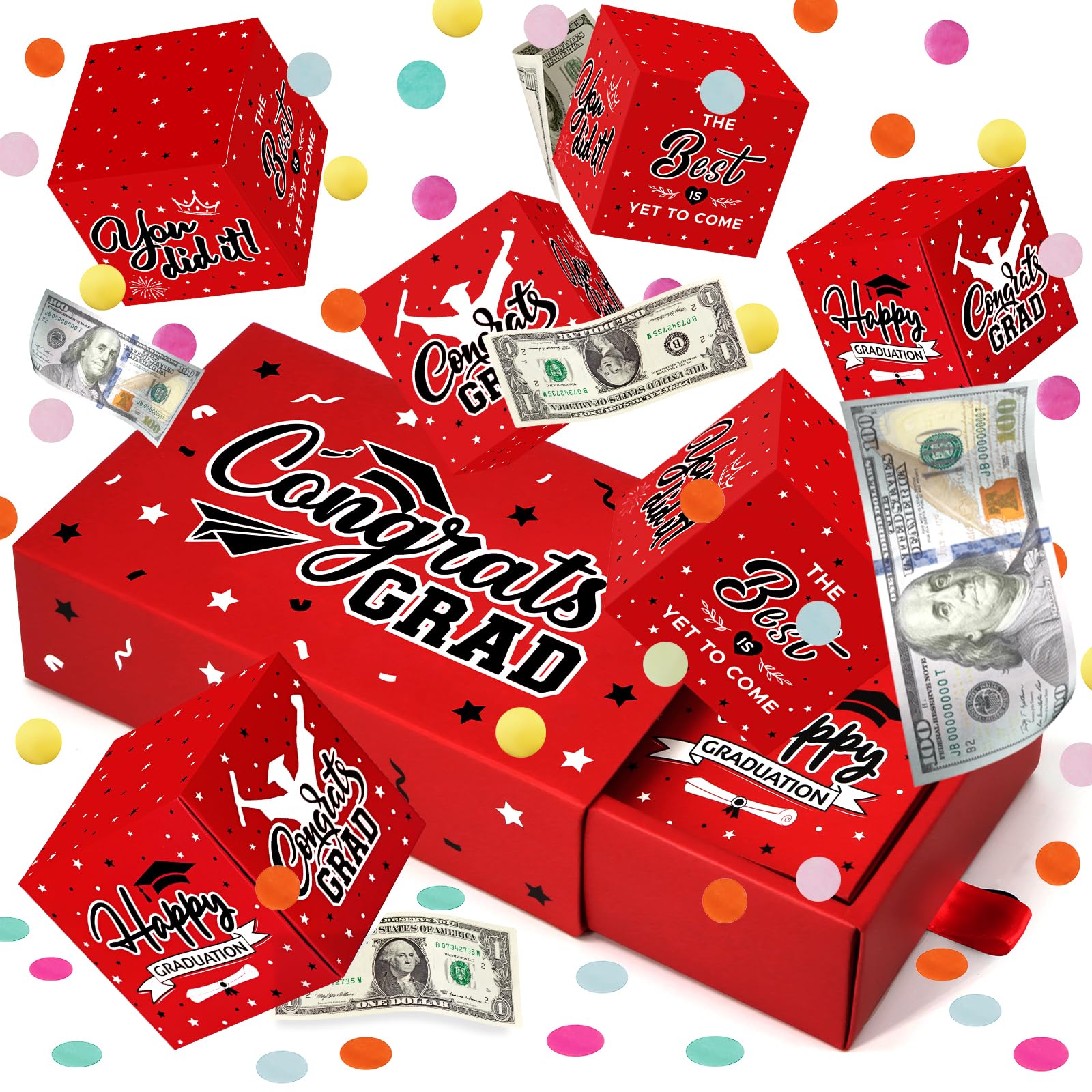 WenmthG graduation surprise box red assembled for a memorable money gift moment.