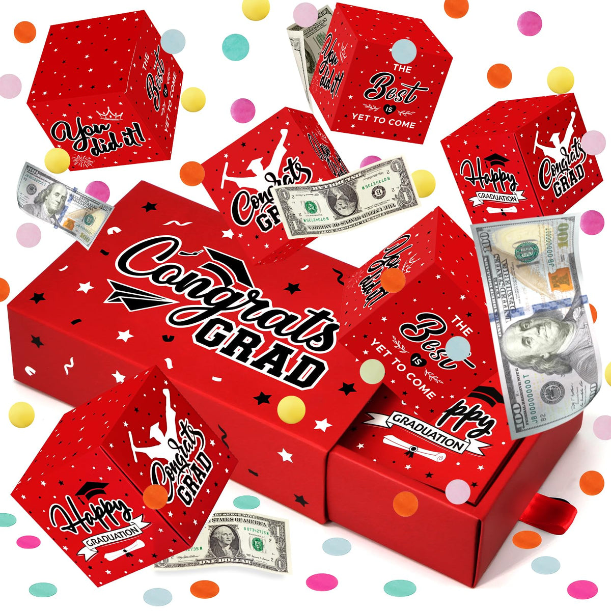 WenmthG graduation surprise box red assembled for a memorable money gift moment.