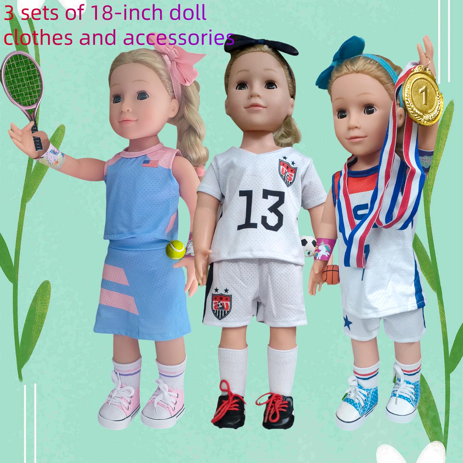 Wenzhuo 18in doll tennis outfit for stylish active moments.