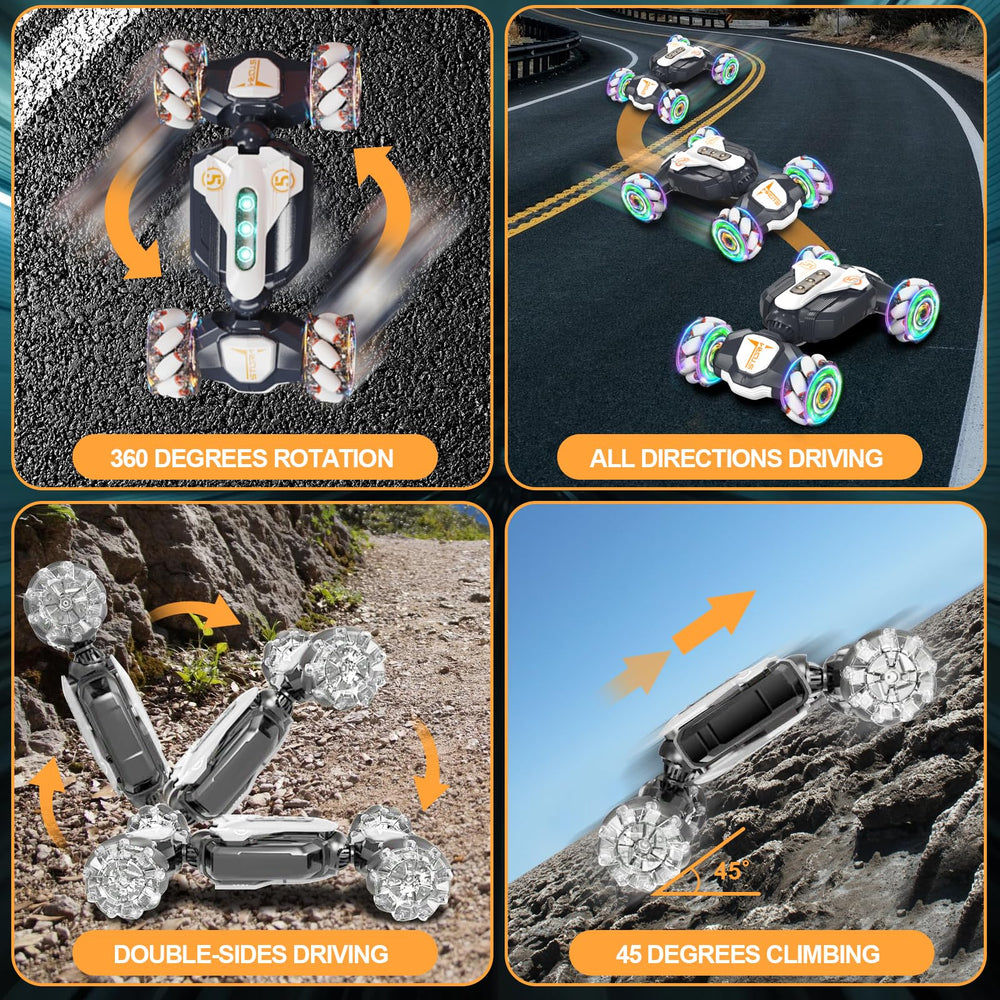 Weocar gesture-sensing RC stunt car top view in compact form