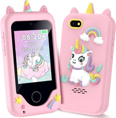 WEOLULI Kids Smart Phone front view showing a kid-friendly design for learning and play