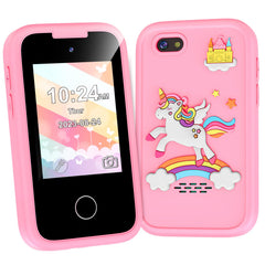 WEOLULI kids smartphone pink front view for learning and play.