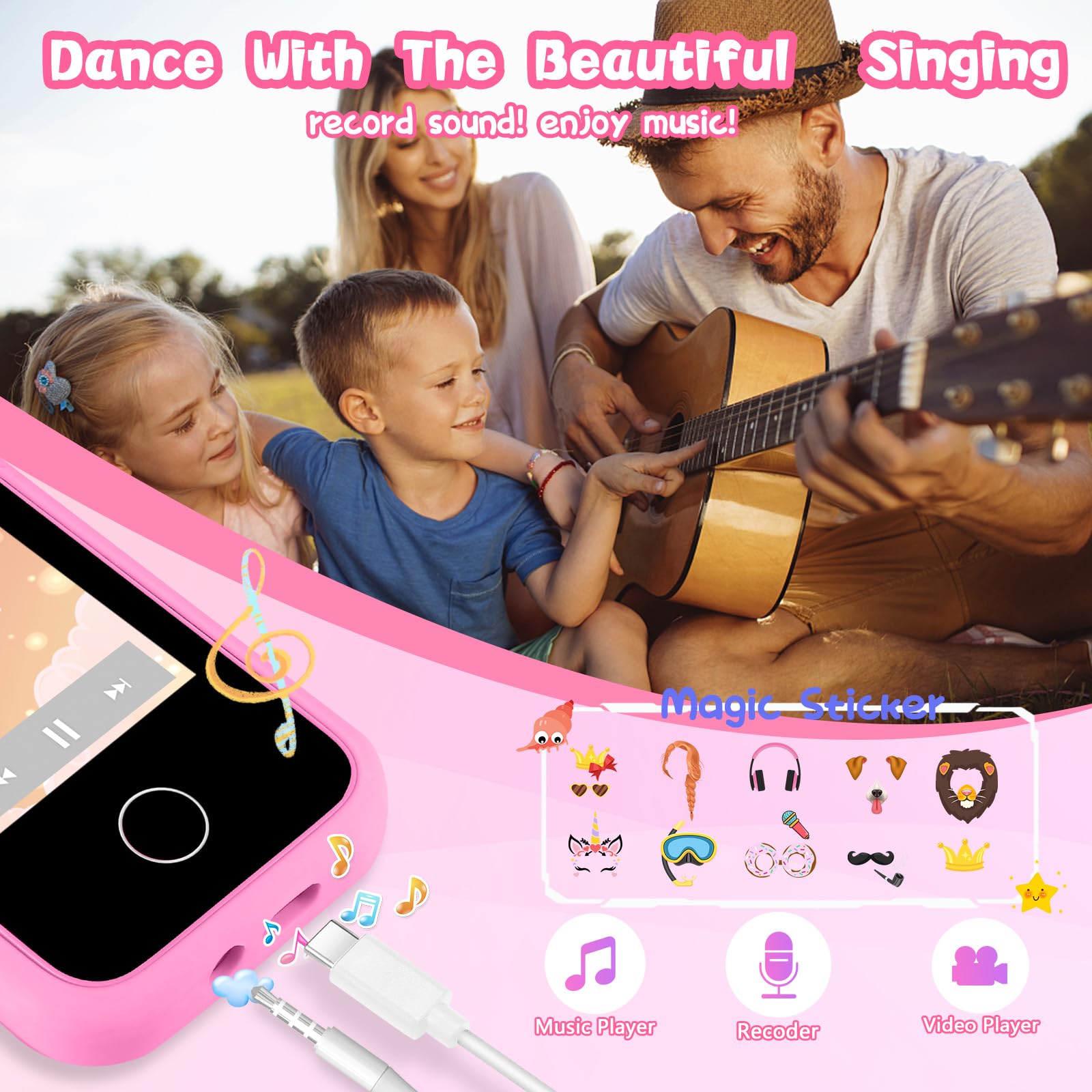 WEOLULI kids smartphone pink habits tracker supports daily routines.