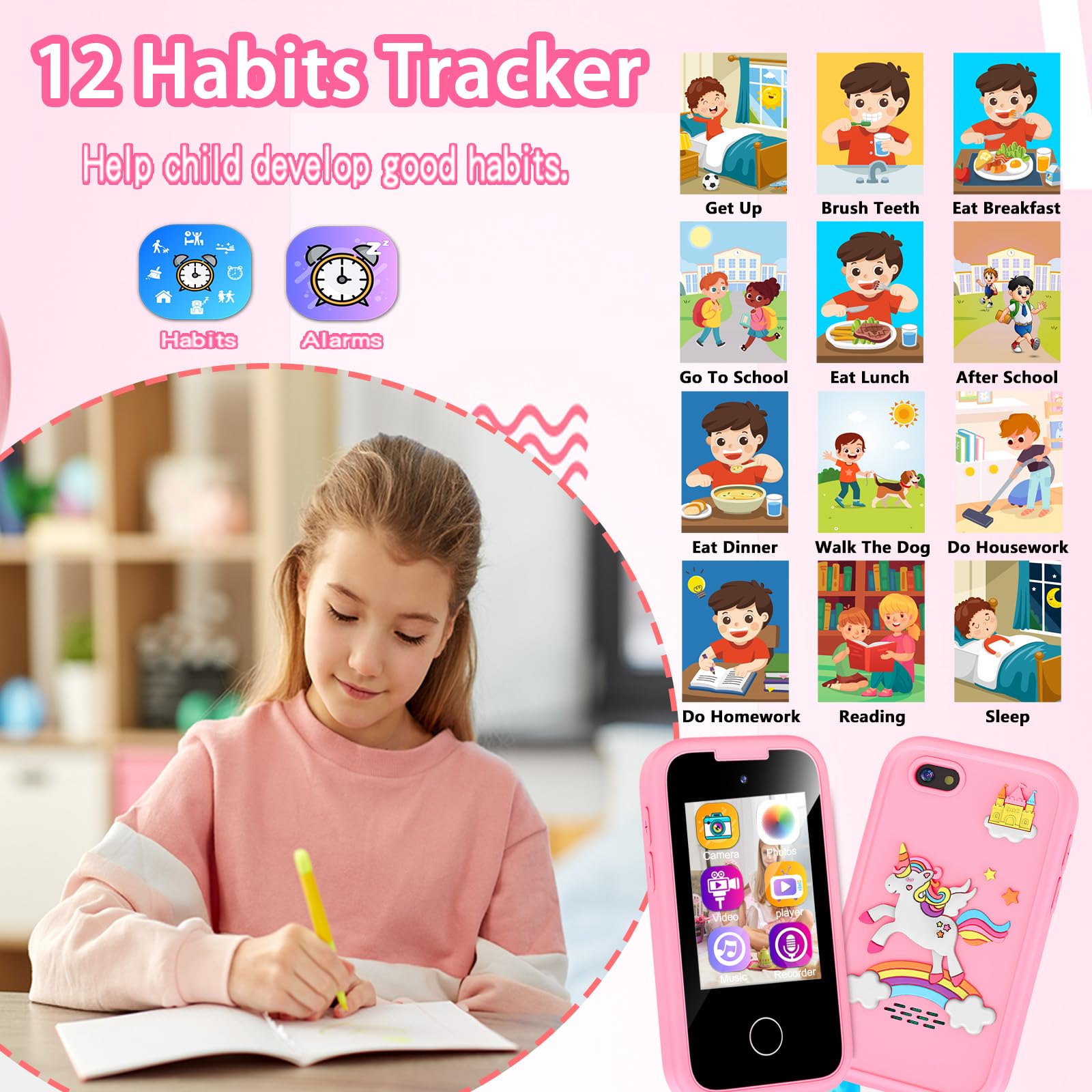 WEOLULI kids smartphone pink MP3 player enables music on the go.