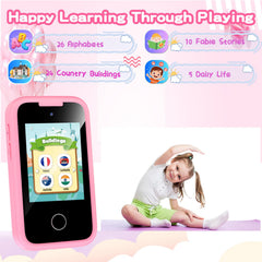 WEOLULI kids smartphone pink selfie mode invites creative photos.