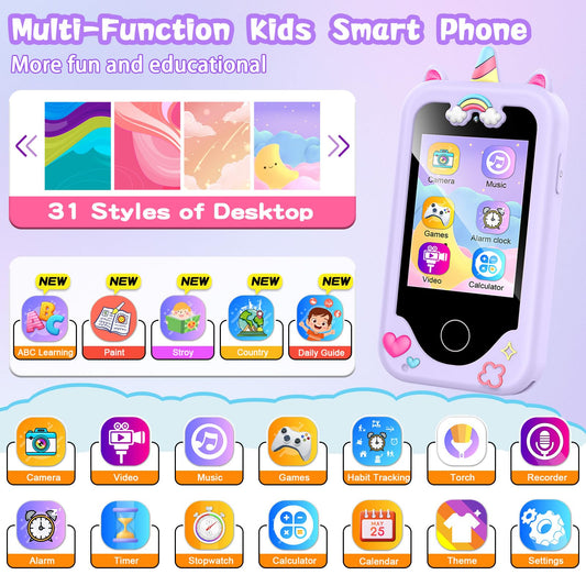 WEOLULI kids smart phone purple side view for small hands