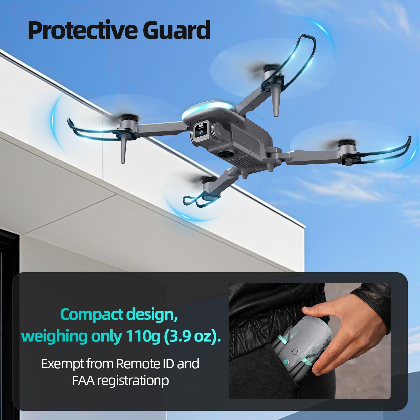 WEPETCO drone with two batteries for extended flight time.